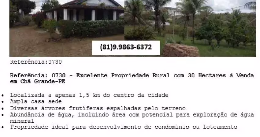 Vende-se excelente propriedade rural com 30 hectares em chã grande-pe