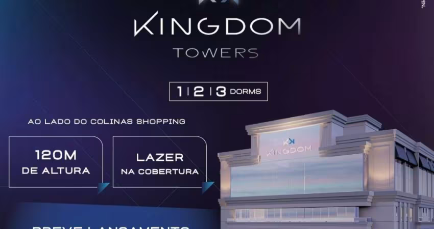 Apartamento à venda no Ed. Kingdom Towers West - 91,36 m² 3 Dorms 2 Suítes 2 Vagas ACIMA 20º Andar. Ao lado Shopping Colinas