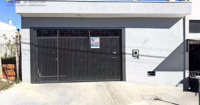 Casa nova para locação em indaiatuba/sp, 03 dormitórios (sendo 01 suíte), 02 vagas cobertas.