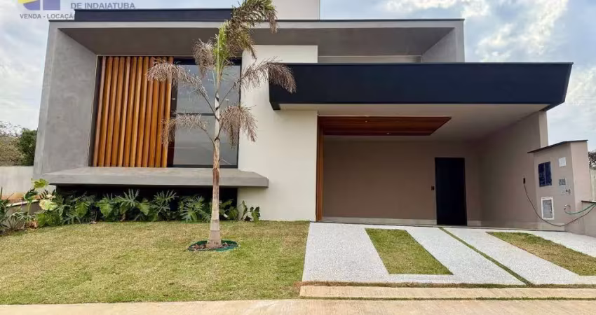 Casa térrea em condomínio de alto padrão, indaiatuba/sp, 03 suítes, espaço gourmet e piscina