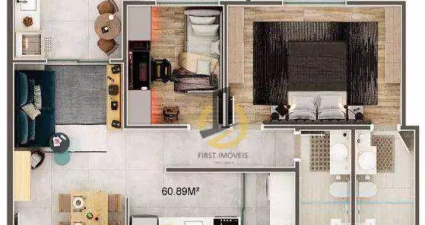 Lançamento residencial rosaflor - 60,87m², 64,72m², 66,67m² e  66,93m² - 2 dormitórios (1 suíte) - 1 ou 2 vagas - previsão de entrega 12/2025 - em sbc