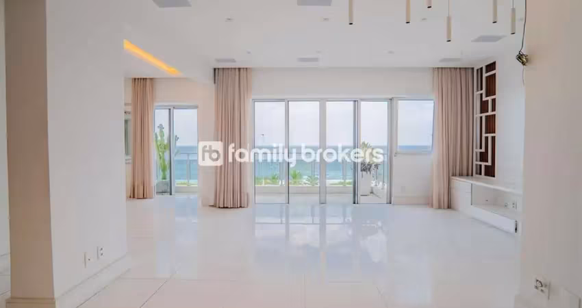 EXCELENTE COBERTURA FRONTAL MAR DE 4 SUÍTES E 300m² À VENDA NO POSTO 5 DA BARRA