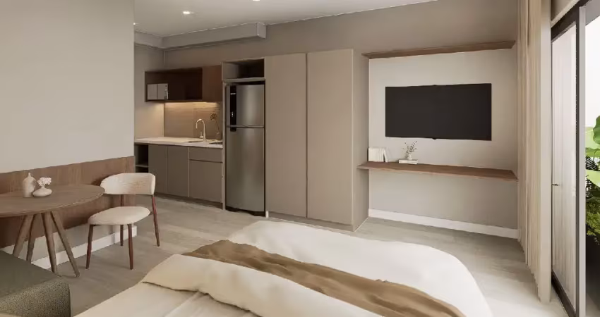 Studio mobiliado de 27m² à venda em moema – stay moema by helbor