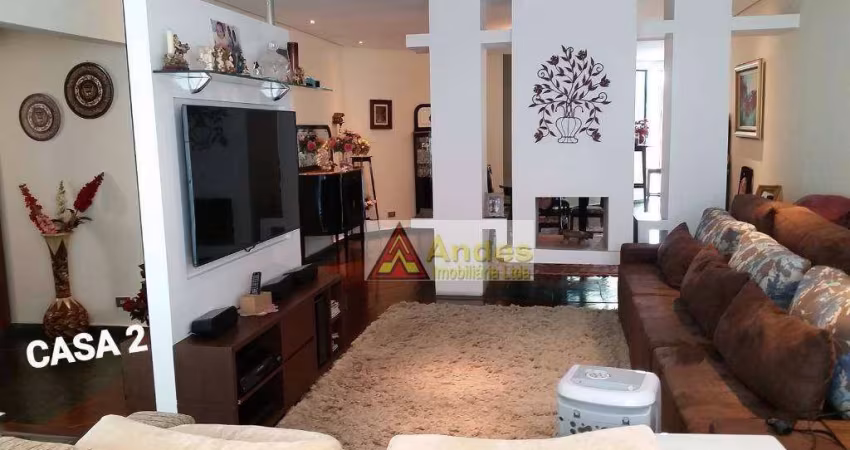 Magnífico sobrado em local nobre, com 4 suítes, escritório, duas varandas, sala ampla com lareira, lavabo, garagem  para 6 autos.