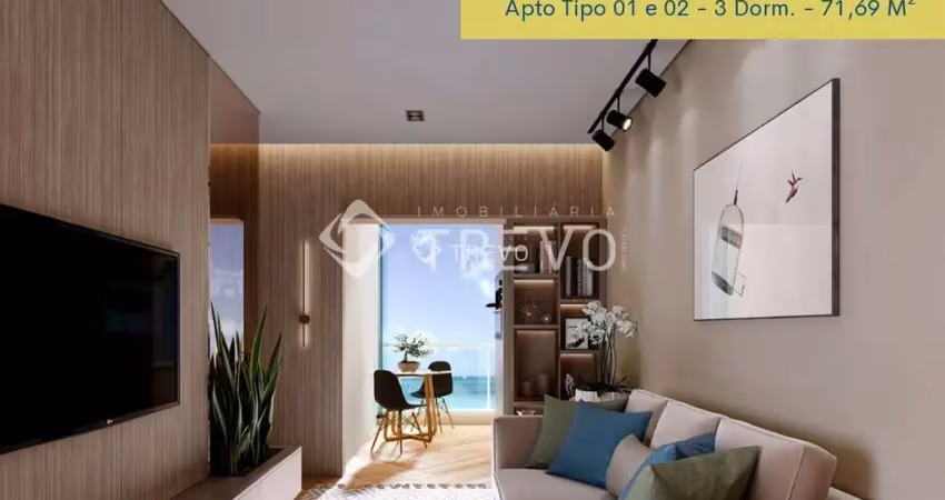Lançamento! apartamento 3 dormitórios em frente a praia em bertioga/sp