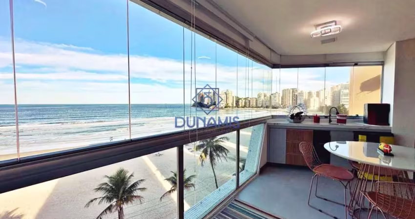 Lindo apartamento reformado à venda na praia das astúrias - frente total para o mar - com lazer no p