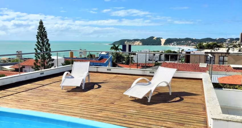 Ap 2 qtos/suíte, Ponta Negra, 230 m do mar! Piscina/churrasq na cobertura com linda vista