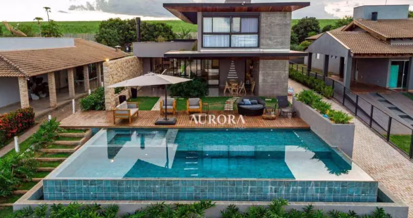 Casa de campo no condomínio porto das aguas,  com 5 dormitórios à venda, 405 m² por r$ 3.500.000 - centro - porecatu/pr