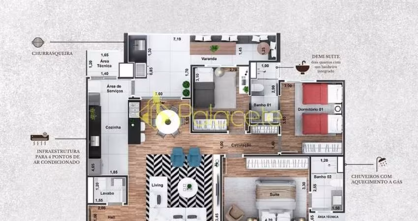 Apartamento à venda 3 Quartos, 1 Suite, 2 Vagas, 112.74M², Vila Costa, Taubaté - SP | Residencial É