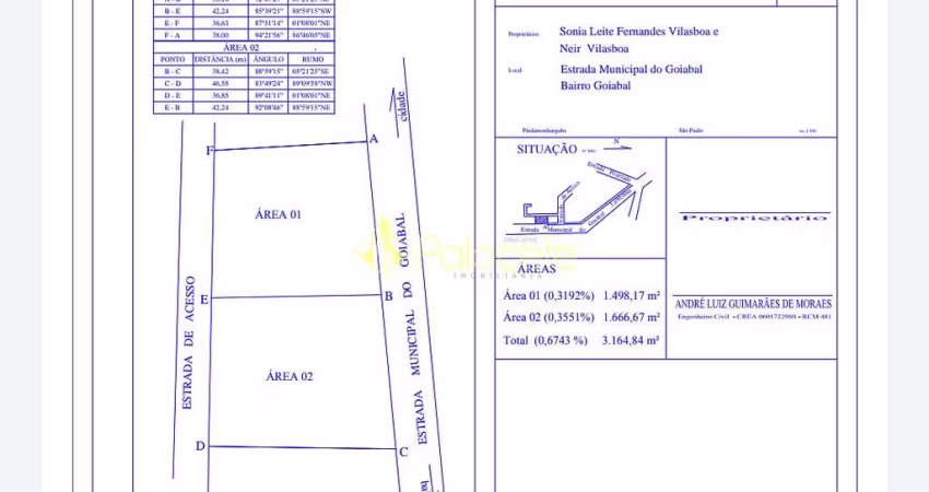 Terreno à venda 1200M², Goiabal, Pindamonhangaba - SP