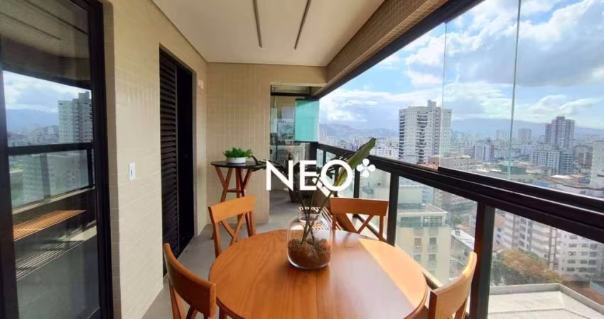 Apartamento para alugar em Santos – 2 quartos, 1 suíte, 75m², 1 vaga, a 1 quadra da praia, lazer completo