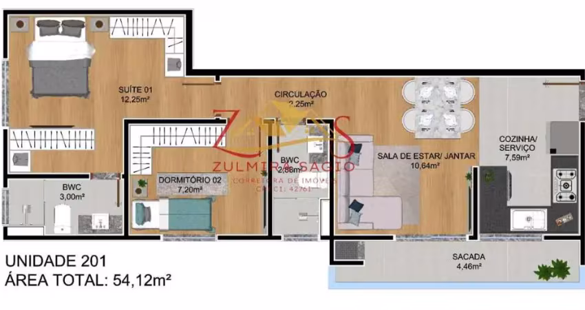 Apartamento à venda em São José dos Pinhais, Parque da Fonte, com 2 quartos, 54,12m²
