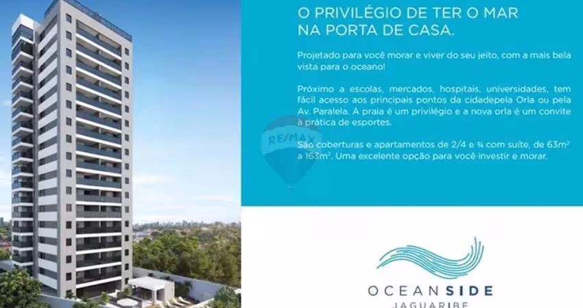 Oceanside jaguaribe, apartamento com 2 quartos,1 suíte com vista ao mar