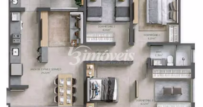Apartamento à venda, 3 quartos sendo 1 suíte, 2 vagas privativas, edifício são vicente home club, bairro são vicente, itajaí-sc
