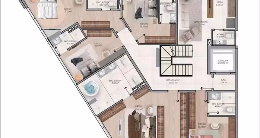 Apartamento cobertura duplex com piscina à venda, possui 5 suítes e 5 vagas privativas, bairro fazenda, itajaí