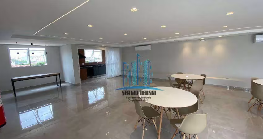 Apartamento decorado à venda, prédio de 2.024, com 1 quarto, varanda gourmet integrada à sala. próximo à rota de fretados.