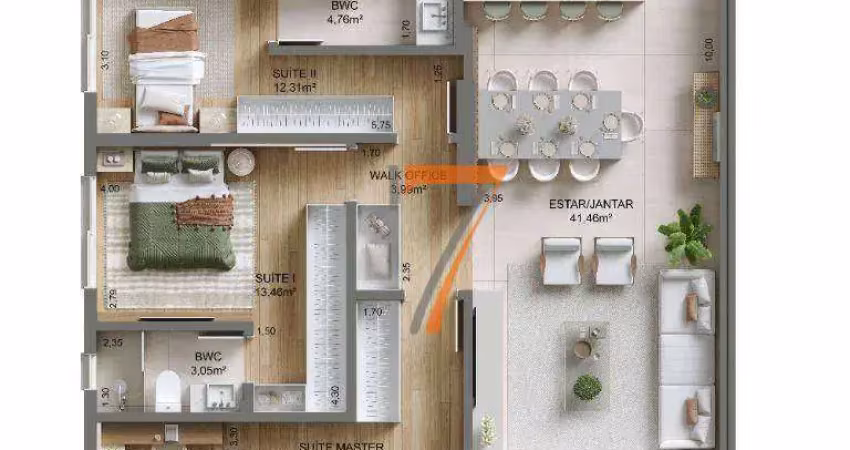 Apartamento com 3 dormitórios à venda, 137 m² por r$ 1.990.000,00 - campinas - são josé/sc