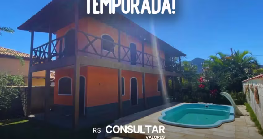 Linda casa 3qts, piscina,  porteira fechada, 100mts da praia de jaconé, maricá.