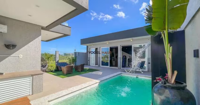 Sobrado todo mobiliado com piscina e área gourmet no bairro são josé - canoas.