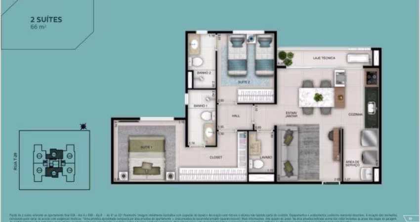 Ágio Wish Gran 29 com 2 suites Apartamento com 2 Quarto(s) e 2 banheiro(s) à Venda, 61.35 por R$ 658.350 no setor Setor Bueno VN21703