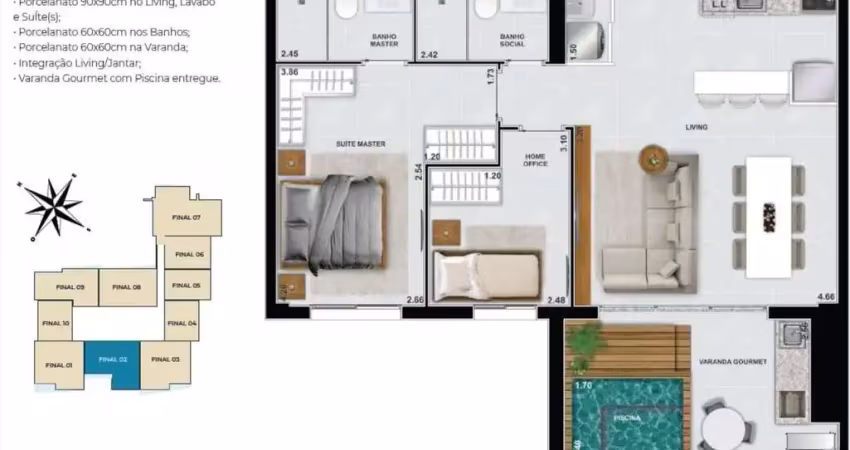 Apartamento 2 quartos - setor marista apartamento com 2 quarto(s) e 2 banheiro(s) à venda, 77.46 por r$ 915.000 no setor setor marista in28466