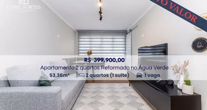 Apartamento térreo à venda no água verde | 2 quartos (1 suíte), reformado, 1 vaga – curitiba