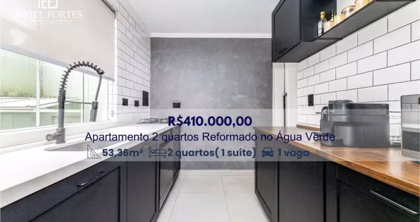 Apartamento Térreo à Venda no Água Verde | 2 Quartos (1 Suíte), Reformado, 1 Vaga – Curitiba