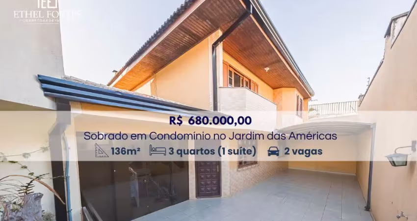 Sobrado em condomínio no jardim das américas com 136m²