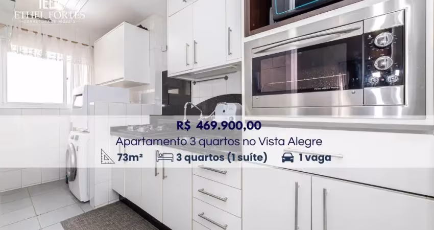 Apartamento aconchegante no vista alegre - 3 quartos (1 suíte), 73m²