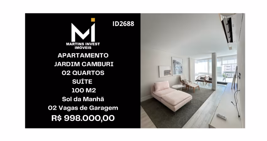 Apartamento em Jardim Camburi, 02 Quartos, Suíte, 02 Vagas, Sol da Manhã, 100m2