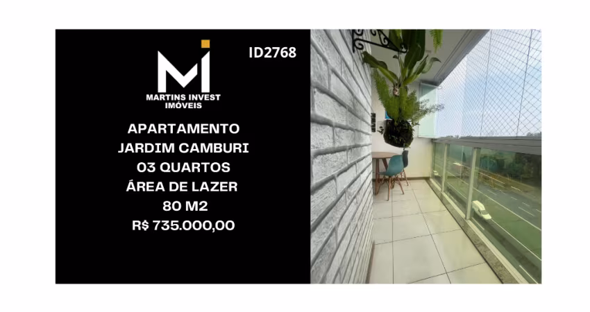 Apartamento em Jardim Camburi, 03 Quartos, Suíte, 01 Vaga, Lazer, 80 m2