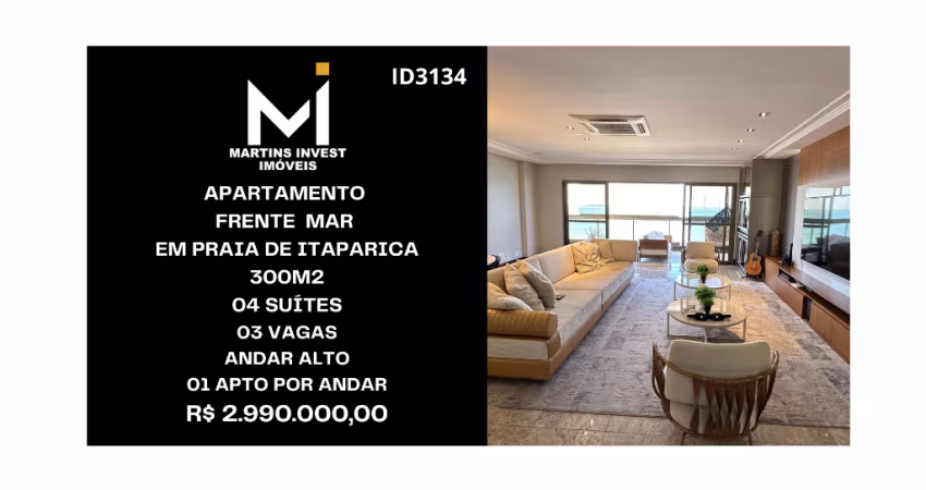 Apartamento em Praia de Itaparica de frente para o mar, 04 Suítes, 03 Vagas, 300m2 - Valor: R$ 2.990.000,00