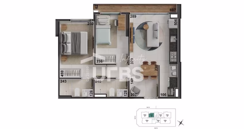Apt compacto 2 quartos