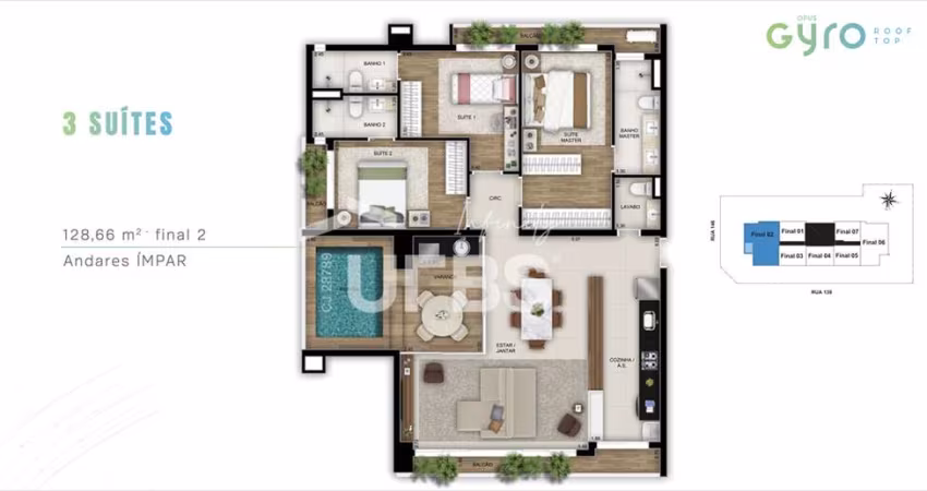Opus Gyro Rooftop - Apartamento 3 quartos, sendo 3 suítes