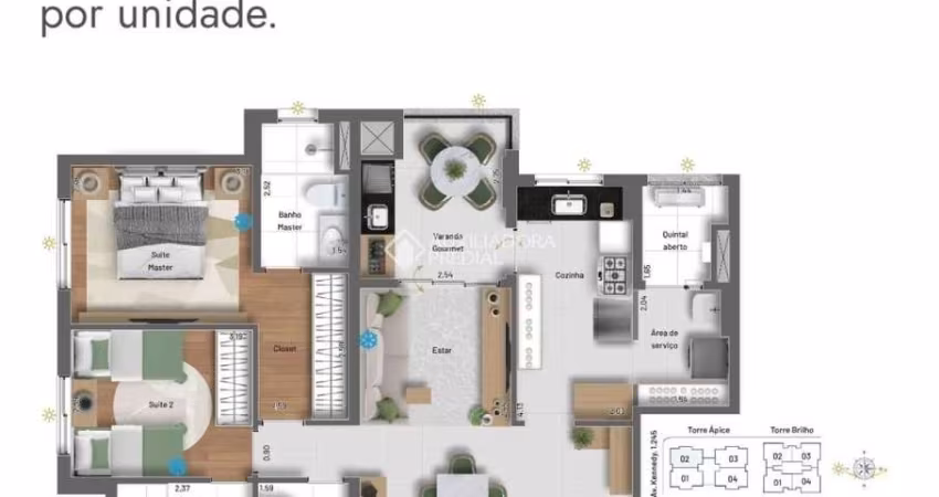 Apartamento para Venda em São Bernardo do Campo, Jardim Do Mar, 2 dormitórios, 2 suítes, 3 banheiros, 2 vagas