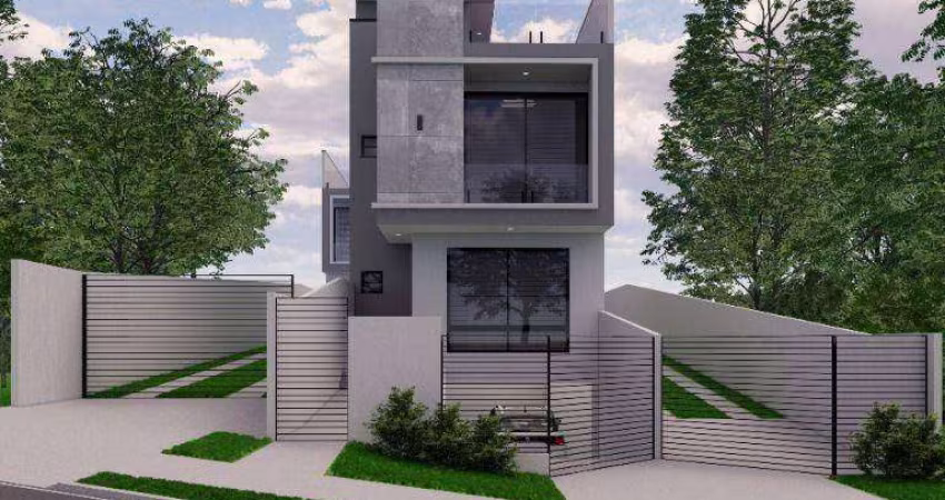 Sobrado novo de frente para a rua, com 3 dormitórios à venda, 195 m² por R$ 990.000 - Uberaba - Curitiba/PR