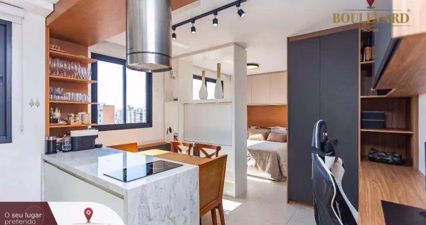 Studio mobiliado no new life visconde à venda, 29 m² por r$ 570.000 - centro - curitiba/pr