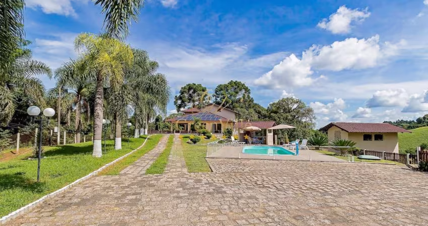 Campo Largo, chácara 58.950m² à 16km do Parque Barigui, poço artesiano, energia solar, piscina, lag