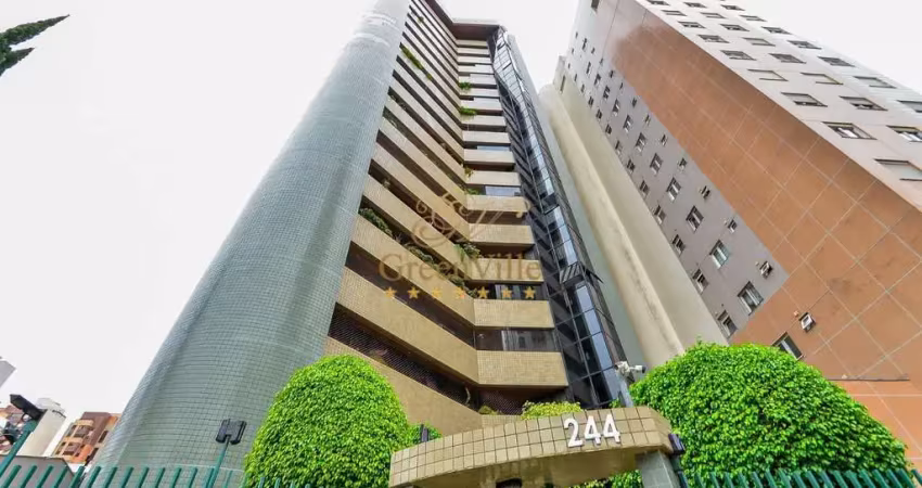 Cabral, apto andar alto, 1 por andar, 198 metros privativos, 4 quartos, 2 suítes, salas amplas e 2