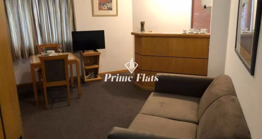 Flat disponível para locação no Hotel Hampton Park, com 31m², 1 dormitório e 1 vaga