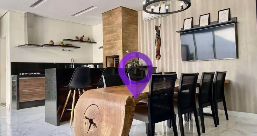 Casa à venda no condomínio bela villa, pouso alegre/mg. 283,68m², 3 suítes, 4 vagas, piscina e área gourmet. condomínio com quadras, salão de festas