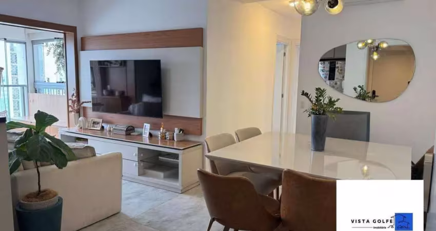 Apartamento com churrasqueira na varanda,,ar condicionado, decorado, 2 dormitórios, 1 vaga fixa