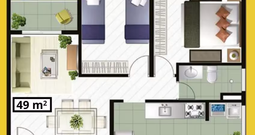 Apartamento 2 dormitórios / 49m² / jundiapeba - mogi das cruzes