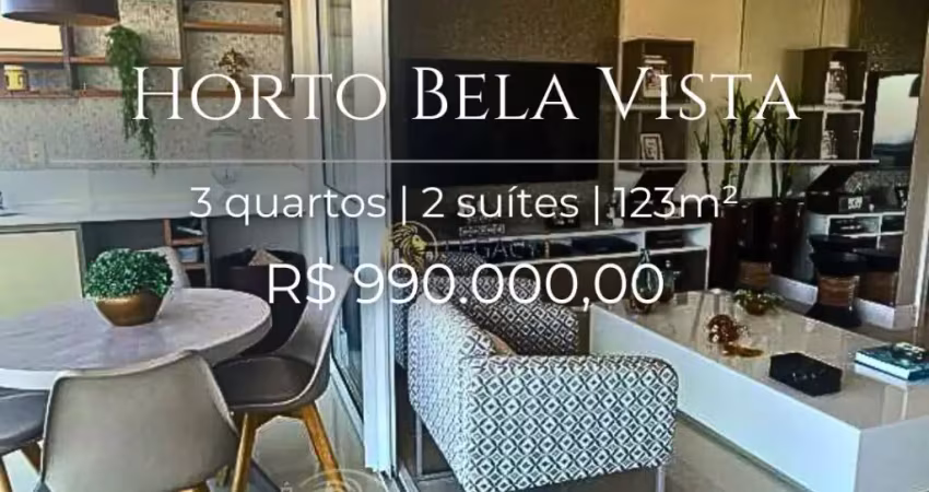 Apartamento à venda no Horto Bela Vista | 123m², 3 quartos, 2 suítes e varanda