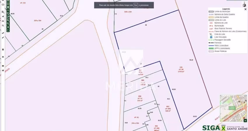 Terreno à venda, 1770 m² por R$ 14.850.000,00 - Jardim - Santo André/SP