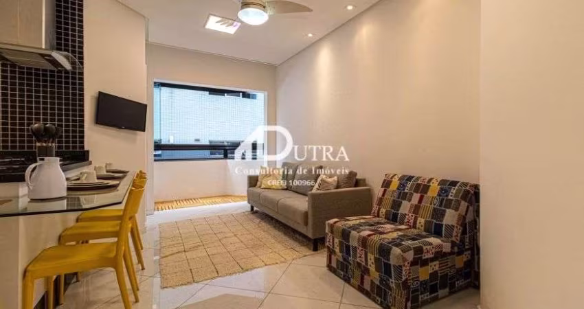 Charmoso apartamento de 1 dormitorio com lavabo e piscina no Gonzaga