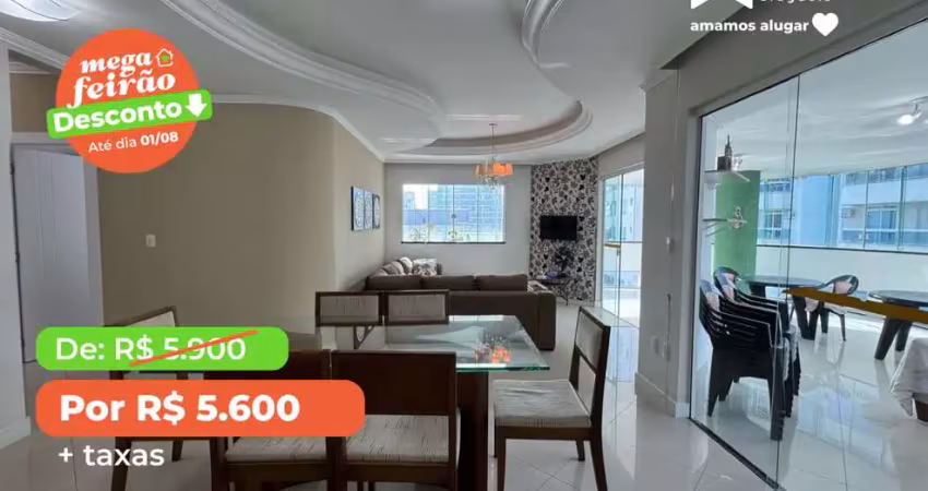 Aluguel anual: apartamento 3 quartos, sendo 1 suíte, sacada com churrasqueira, 165m² – meia praia, itapema