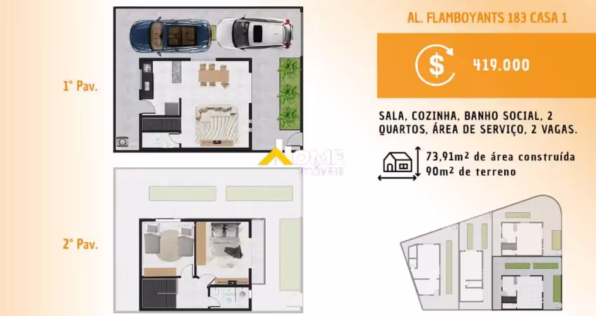 Casa à venda, 2 quartos, 2 vagas, masterville - sarzedo/mg