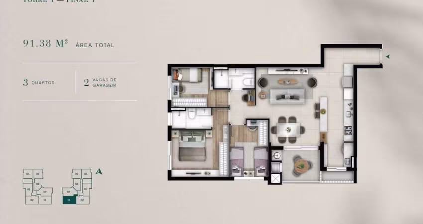 Apartamento com 3 quartos à venda na Rua da Bandeira, 543, Cabral, Curitiba