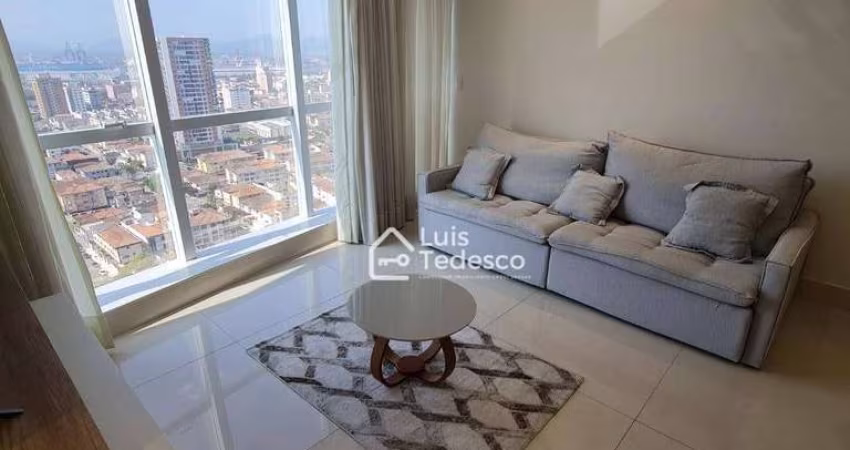 Apartamento com 1 dormitório para alugar, 68 m² por R$ 8.000,00/mês - Aparecida - Santos/SP